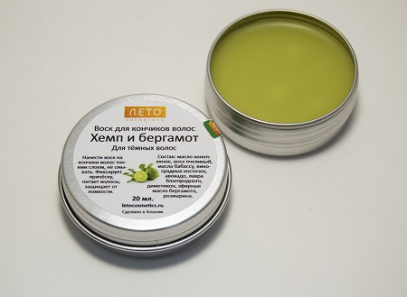Hair  wax "Hemp and bergamot"