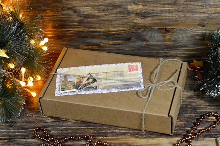 Box with a postcard cardboard